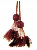 Beads and Feather Chair Tie 5" Tassel 45 1/2" Spread